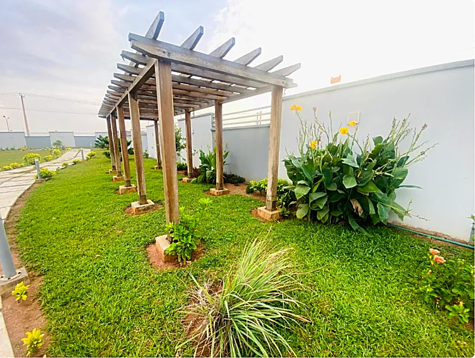 Landscaped pergola garden walk